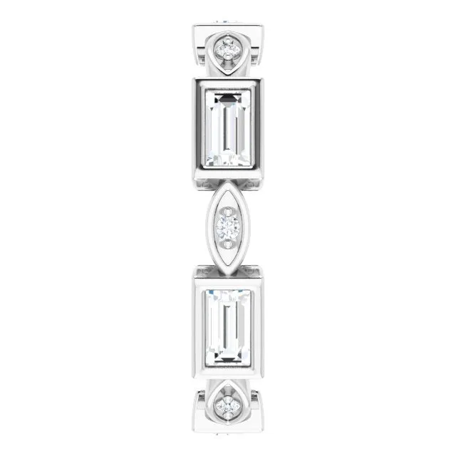 1.00 ct. Straight Baguette & Round Diamond Eternity Band