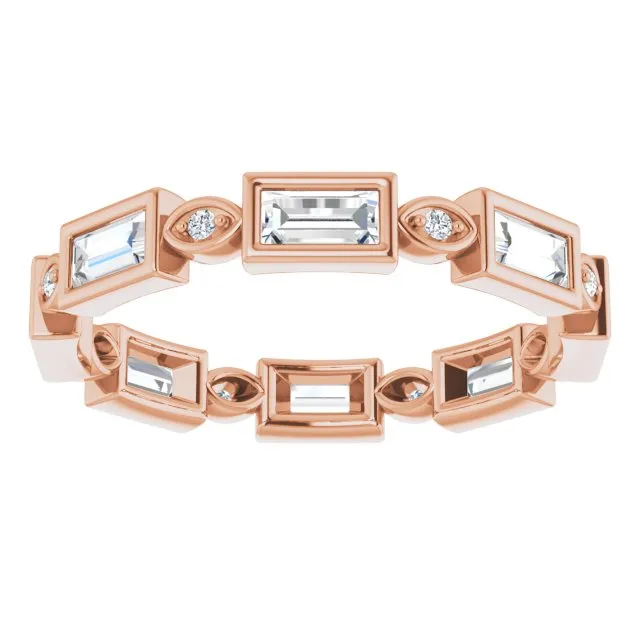 1.00 ct. Straight Baguette & Round Diamond Eternity Band