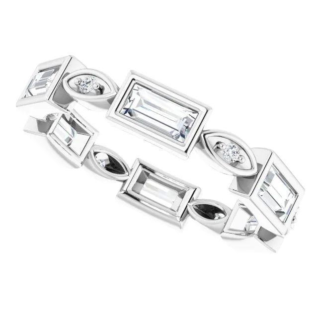 1.00 ct. Straight Baguette & Round Diamond Eternity Band