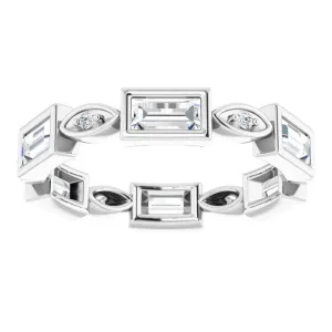 1.00 ct. Straight Baguette & Round Diamond Eternity Band