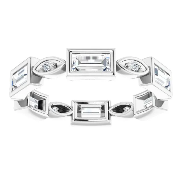 1.00 ct. Straight Baguette & Round Diamond Eternity Band