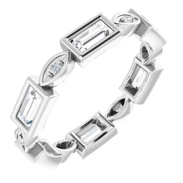 1.00 ct. Straight Baguette & Round Diamond Eternity Band