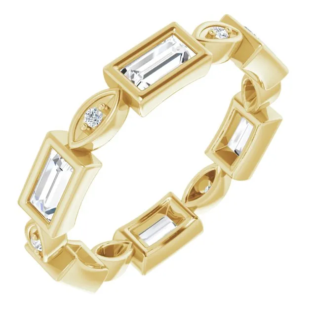 1.00 ct. Straight Baguette & Round Diamond Eternity Band