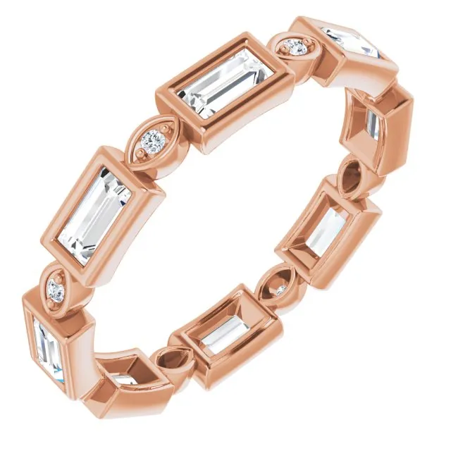 1.00 ct. Straight Baguette & Round Diamond Eternity Band