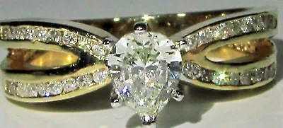 1.02CT PEAR SHAPE DIAMOND RING 14KT MODERN CLASS