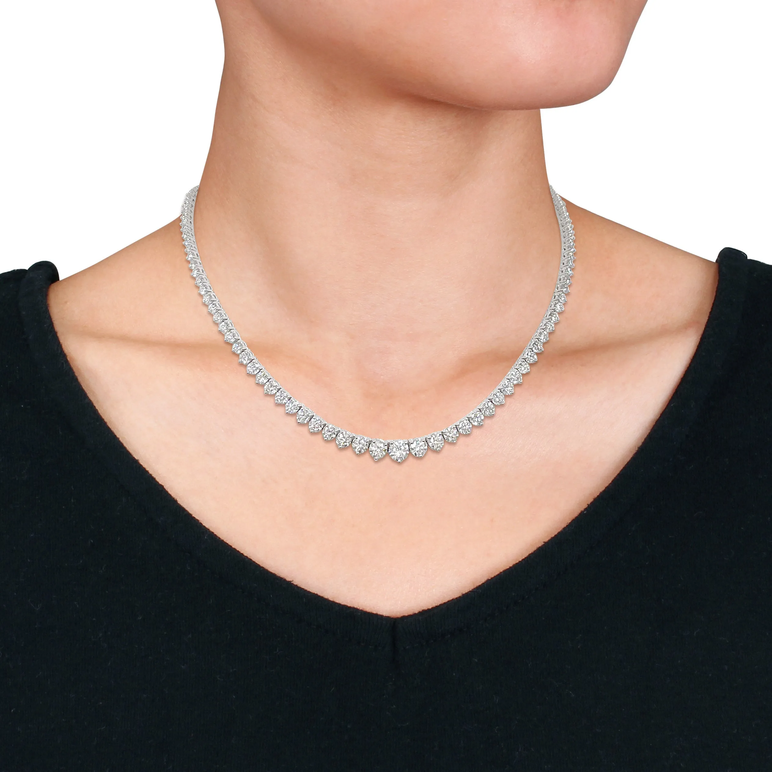 12 1/2 CT Diamond TW Tennis Necklace Platinum White FGH VVS-VS2 Length (inches): 17