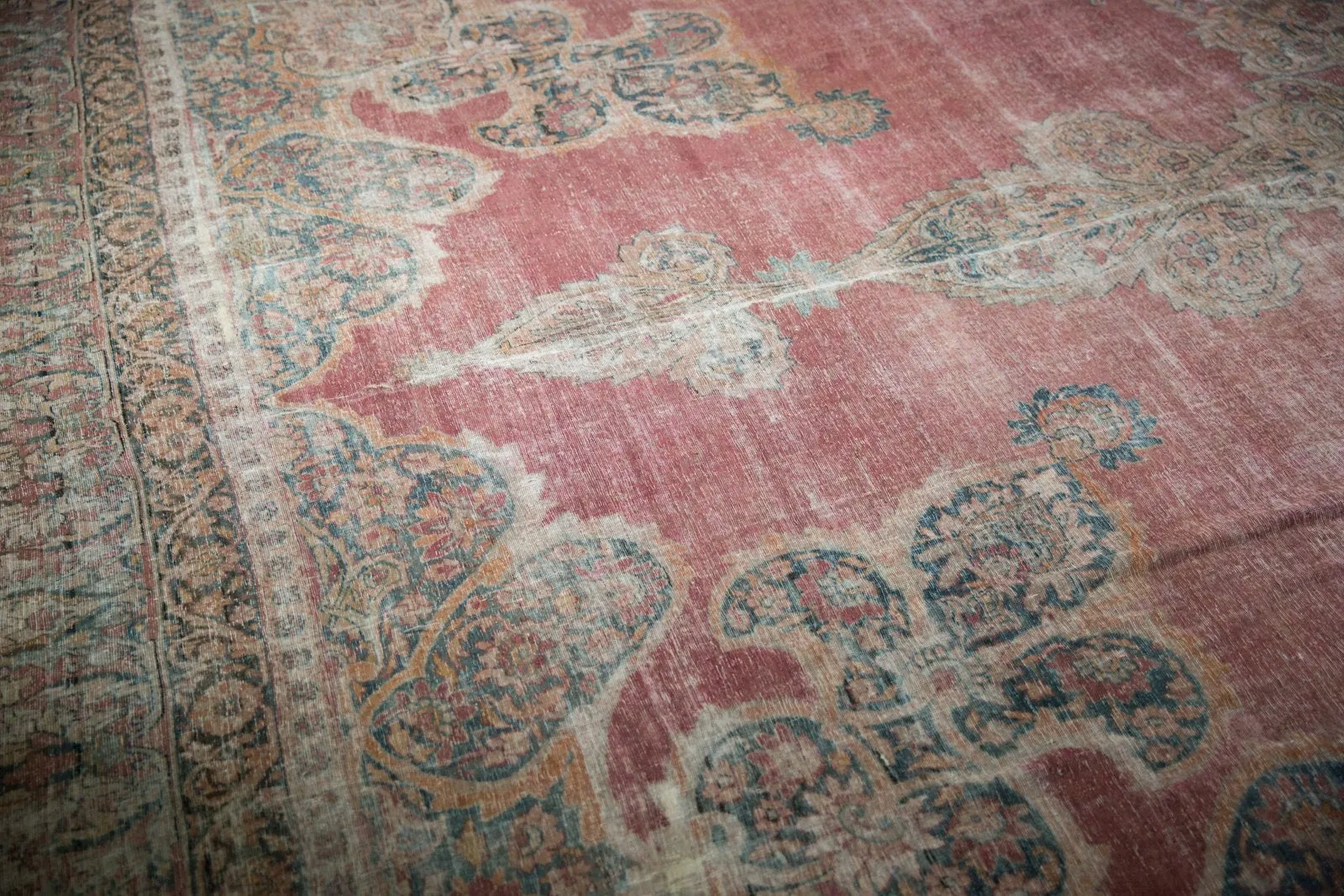 12x18.5 Antique Distressed Kermanshah Carpet