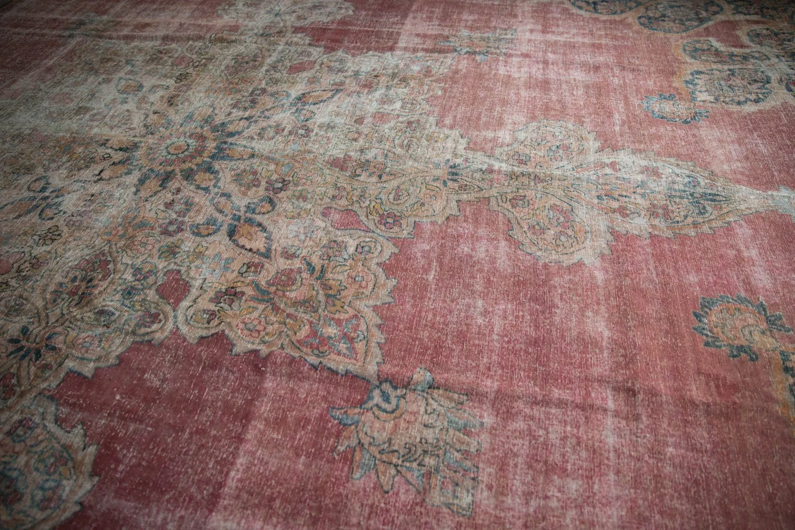 12x18.5 Antique Distressed Kermanshah Carpet