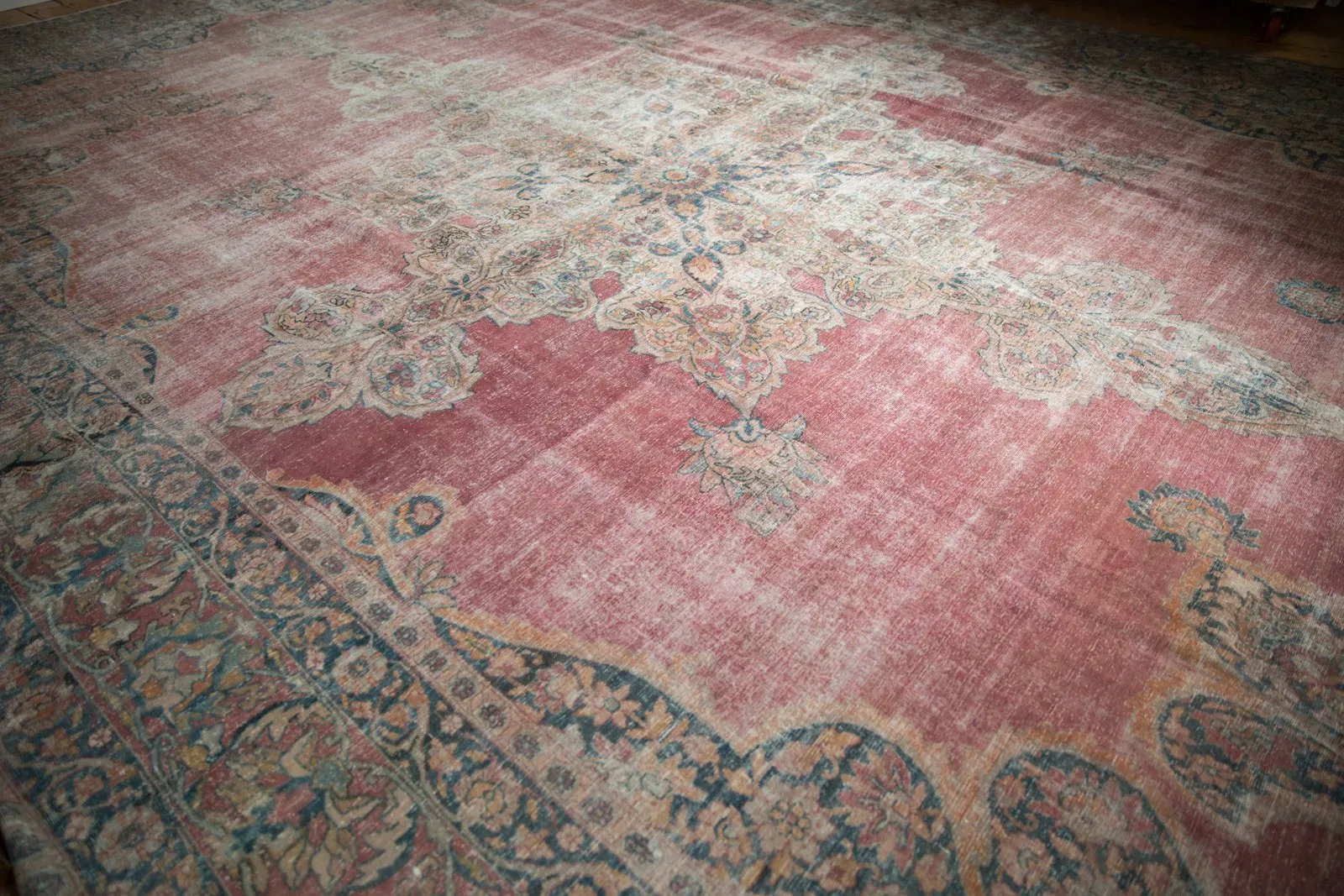 12x18.5 Antique Distressed Kermanshah Carpet