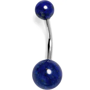 14 Gauge 3/8 Blue Lapis Natural Stone Belly Ring