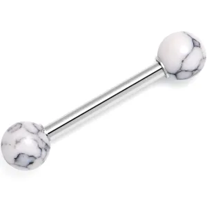 14 Gauge 5/8 Howlite Natural Stone Tongue Ring