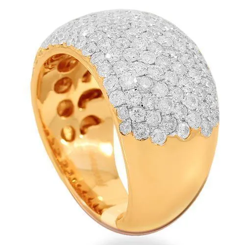 14K Solid Rose Gold Womens Diamond Cocktail Ring 2.93 Ctw