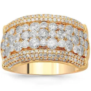 14K Solid Rose Gold Womens Diamond Cocktail Ring 3.47 Ctw