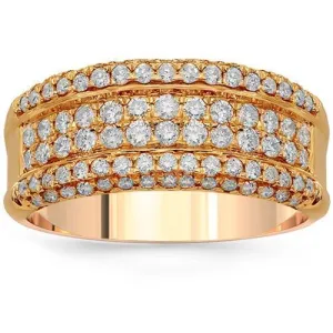 14K Solid Rose Gold Womens Diamond Ring 1.03 Ctw