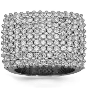 14K Solid White Gold Mens Diamond Ring 7.25 Ctw