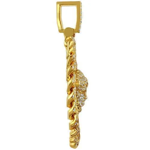 14K Solid Yellow Gold Mens Custom Design Diamond 'Medusa' Head Pendant 7.50 Ctw