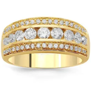 14K Solid Yellow Gold Womens Diamond Cocktail Ring 1.02 Ctw