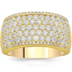 14K Solid Yellow Gold Womens Diamond Cocktail Ring 2.33 Ctw