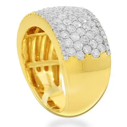 14K Solid Yellow Gold Womens Diamond Cocktail Ring 2.33 Ctw