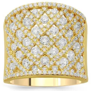 14K Solid Yellow Gold Womens Diamond Cocktail Ring 2.79 Ctw