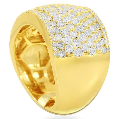 14K Solid Yellow Gold Womens Diamond Cocktail Ring 3.69 Ctw