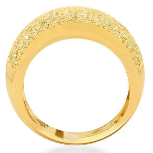 14K Solid Yellow Gold Womens Diamond Cocktail Ring 3.69 Ctw