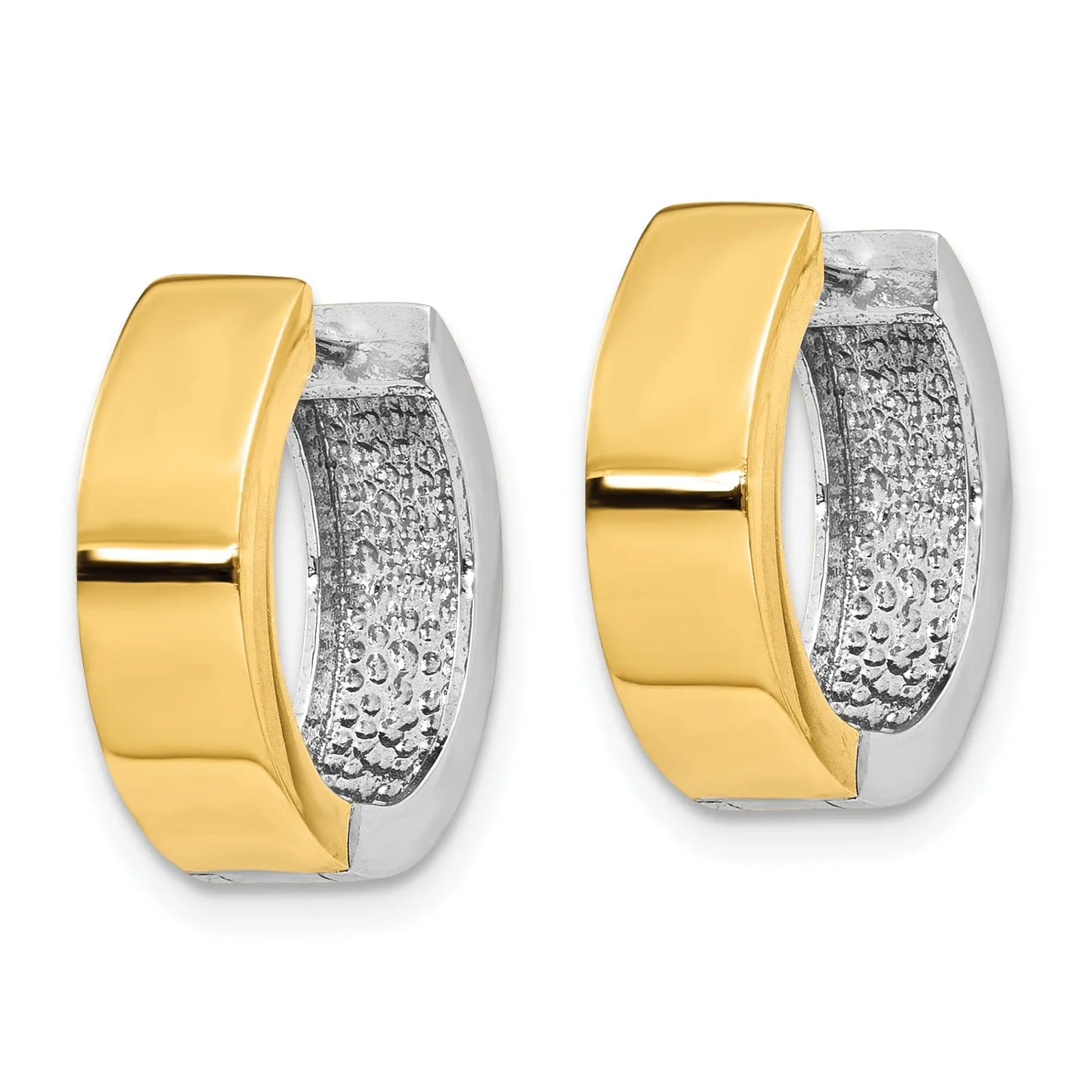 14K Two-tone Polished Hinged Hoop Earrings