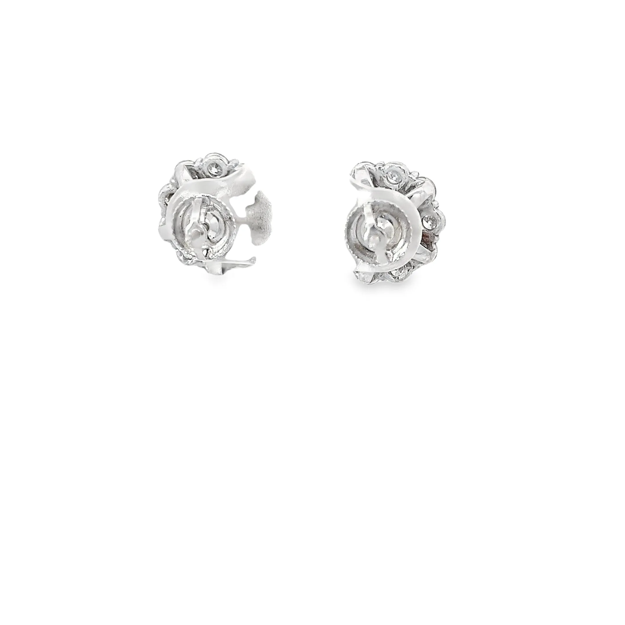 14k White Gold 1.65ct J VS2 Round Diamond with 2.00ct F VS2 Round Diamond Halo Stud Earrings
