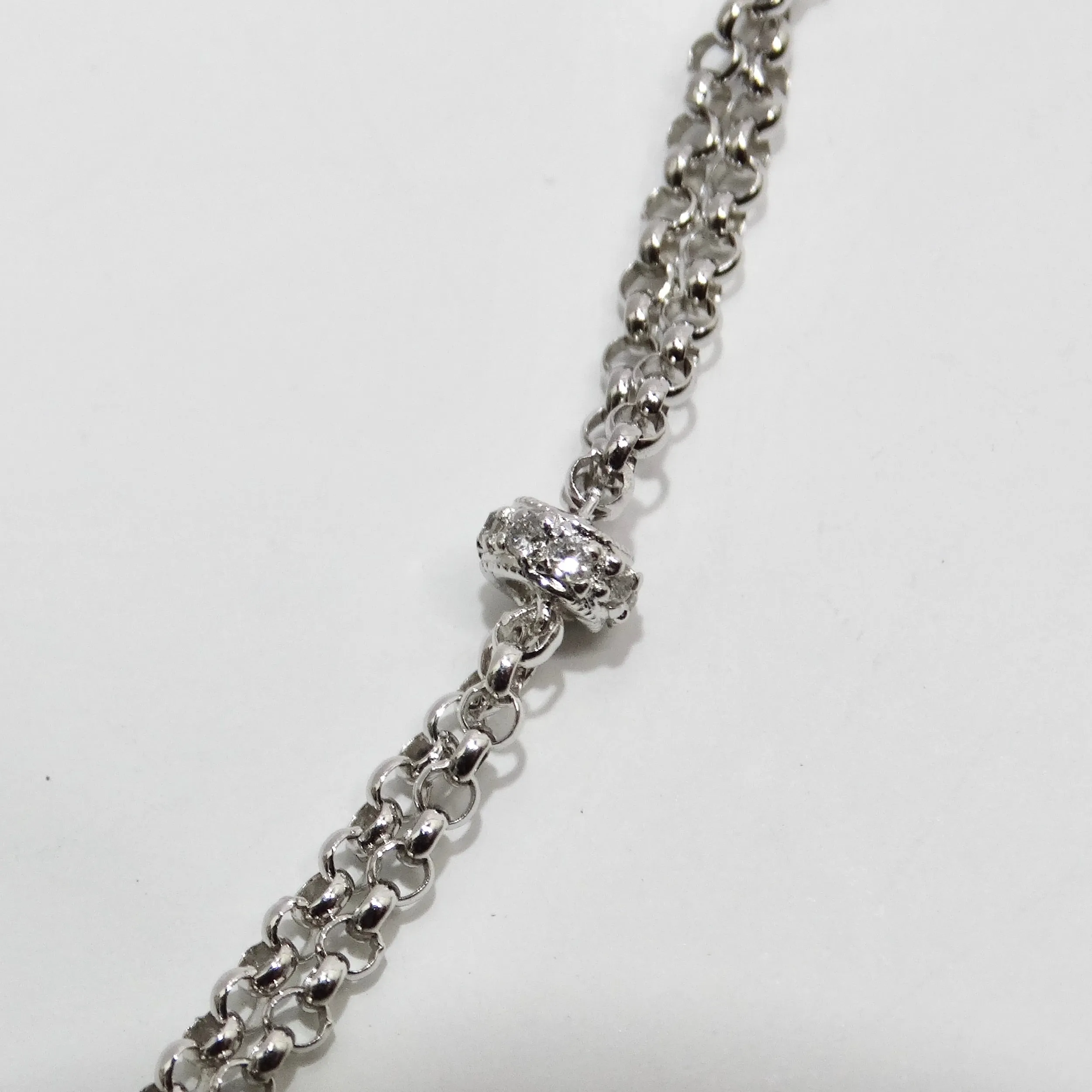 14K White Gold Diamond, Ruby, and Onyx Necklace