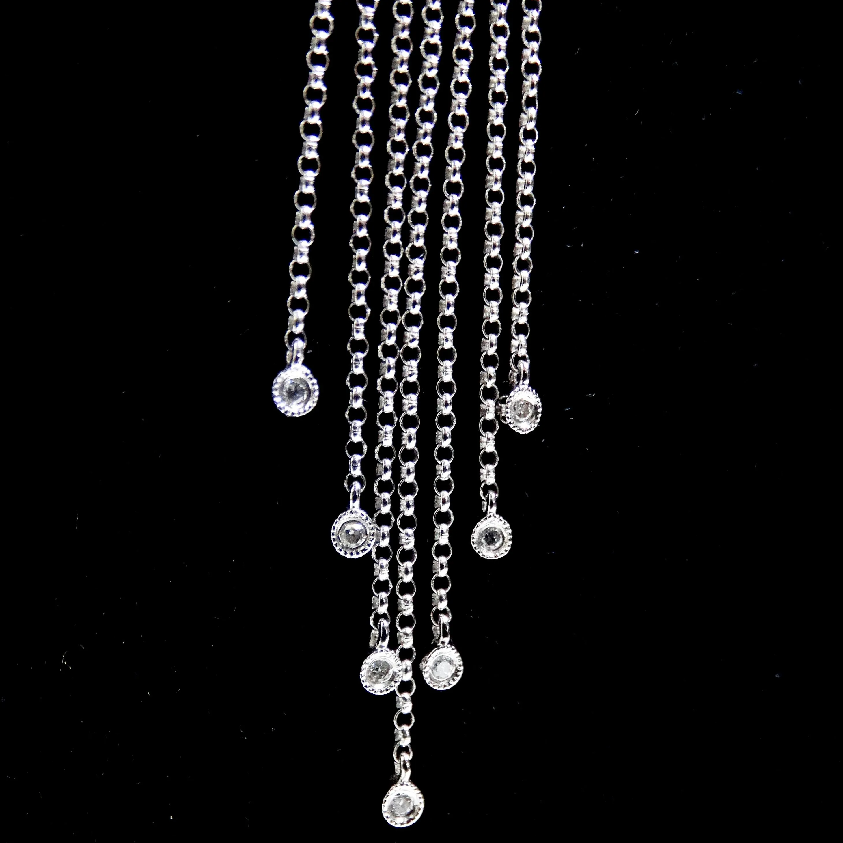 14K White Gold Diamond, Ruby, and Onyx Necklace