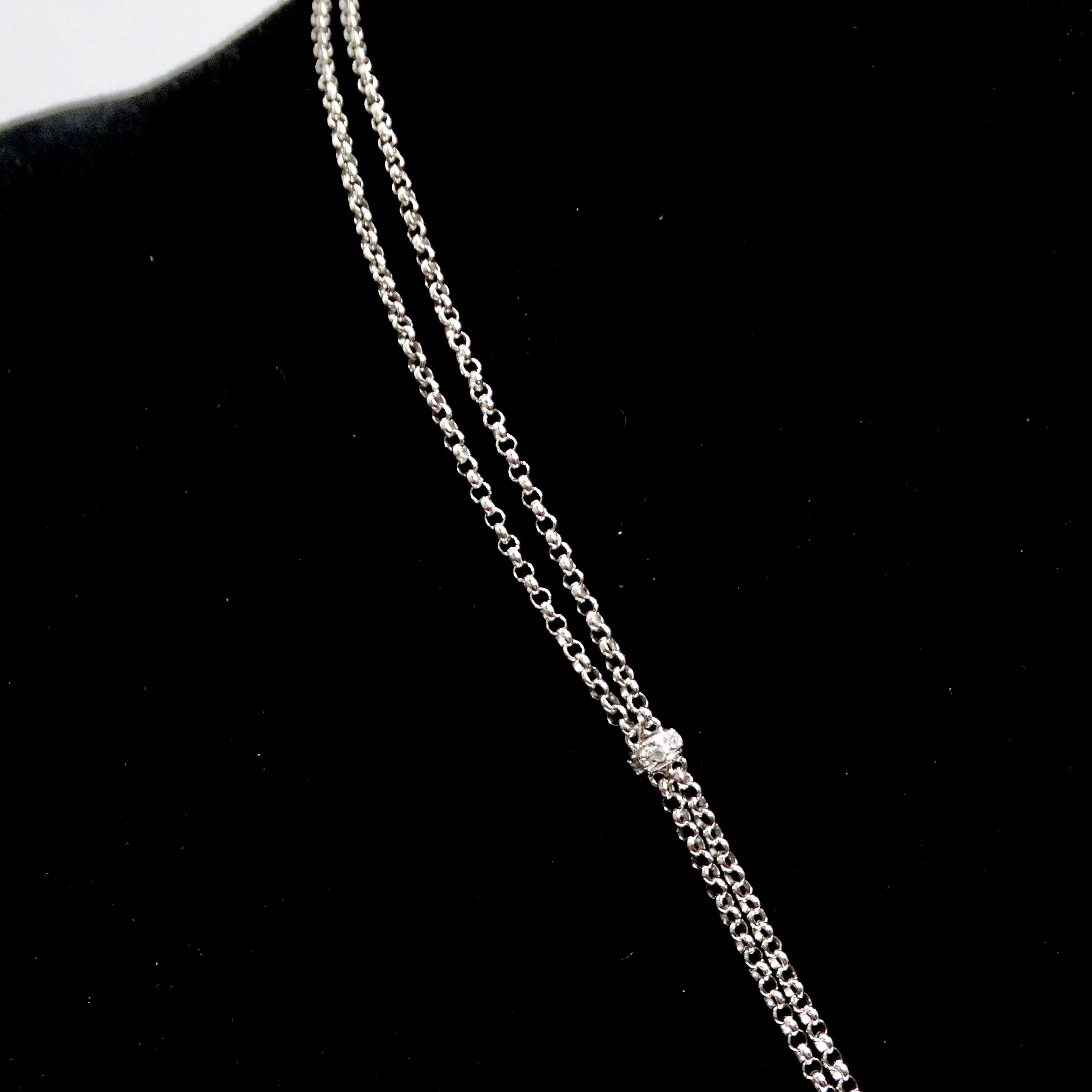 14K White Gold Diamond, Ruby, and Onyx Necklace