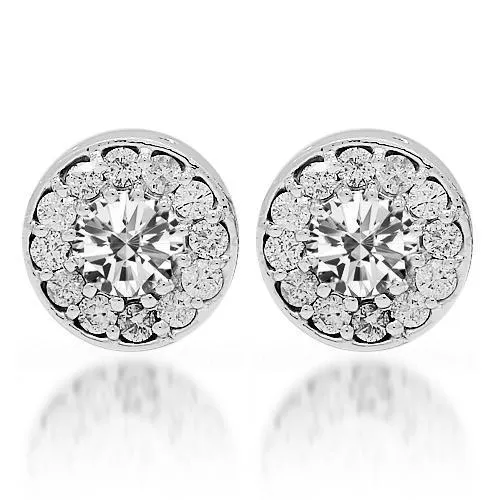 14K White Gold Diamond Stud Earrings 3.08 Ctw