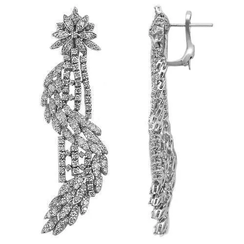 14K White Solid Gold Womens Diamond Earrings 6.50 Ctw