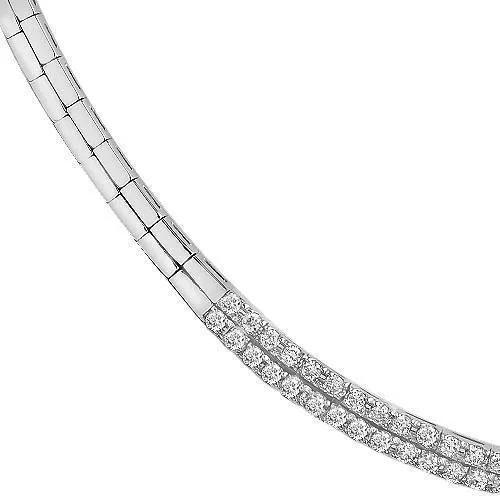 14K White Solid Gold Womens Diamond Necklace 10.75 Ctw