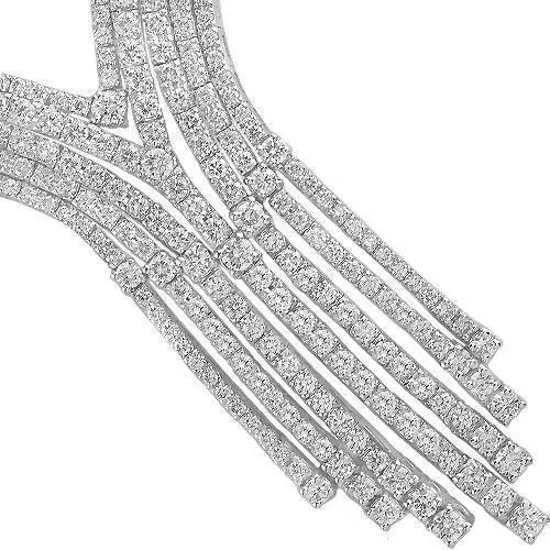14K White Solid Gold Womens Diamond Necklace 10.75 Ctw
