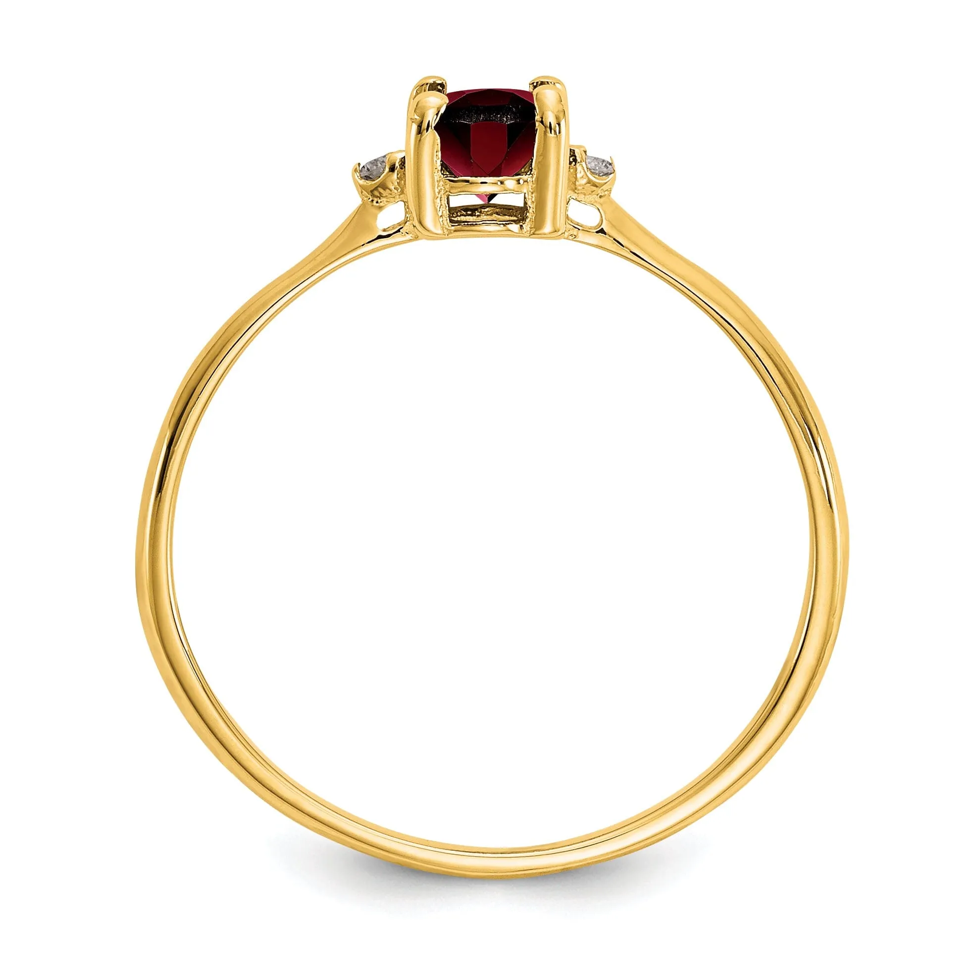 14k Yellow Gold Diamond Garnet Birthstone Ring
