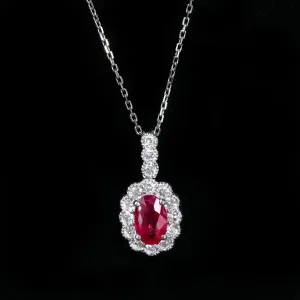 18K White Gold 0.50 Carat Ruby and Diamond Pendant