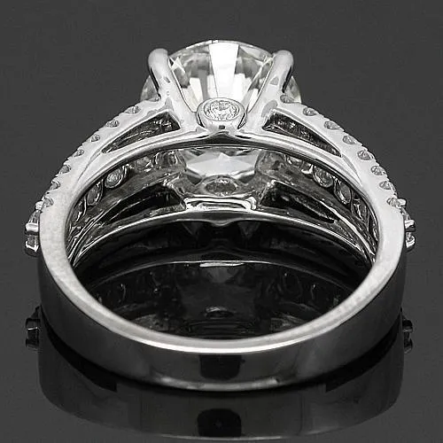 18K White Solid Gold Diamond Engagement Ring 4.53 Ctw