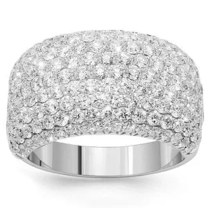 18K White Solid Gold Womens Diamond Ring 2.85 Ctw