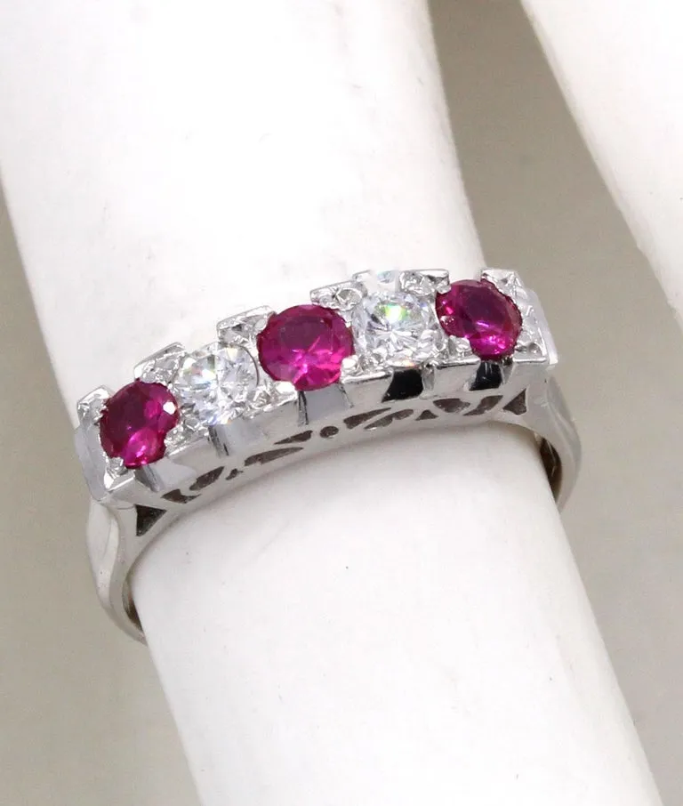1950s Ruby Diamond Platinum Ring