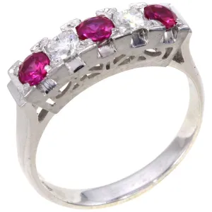 1950s Ruby Diamond Platinum Ring
