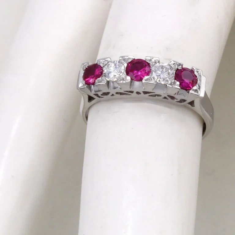 1950s Ruby Diamond Platinum Ring