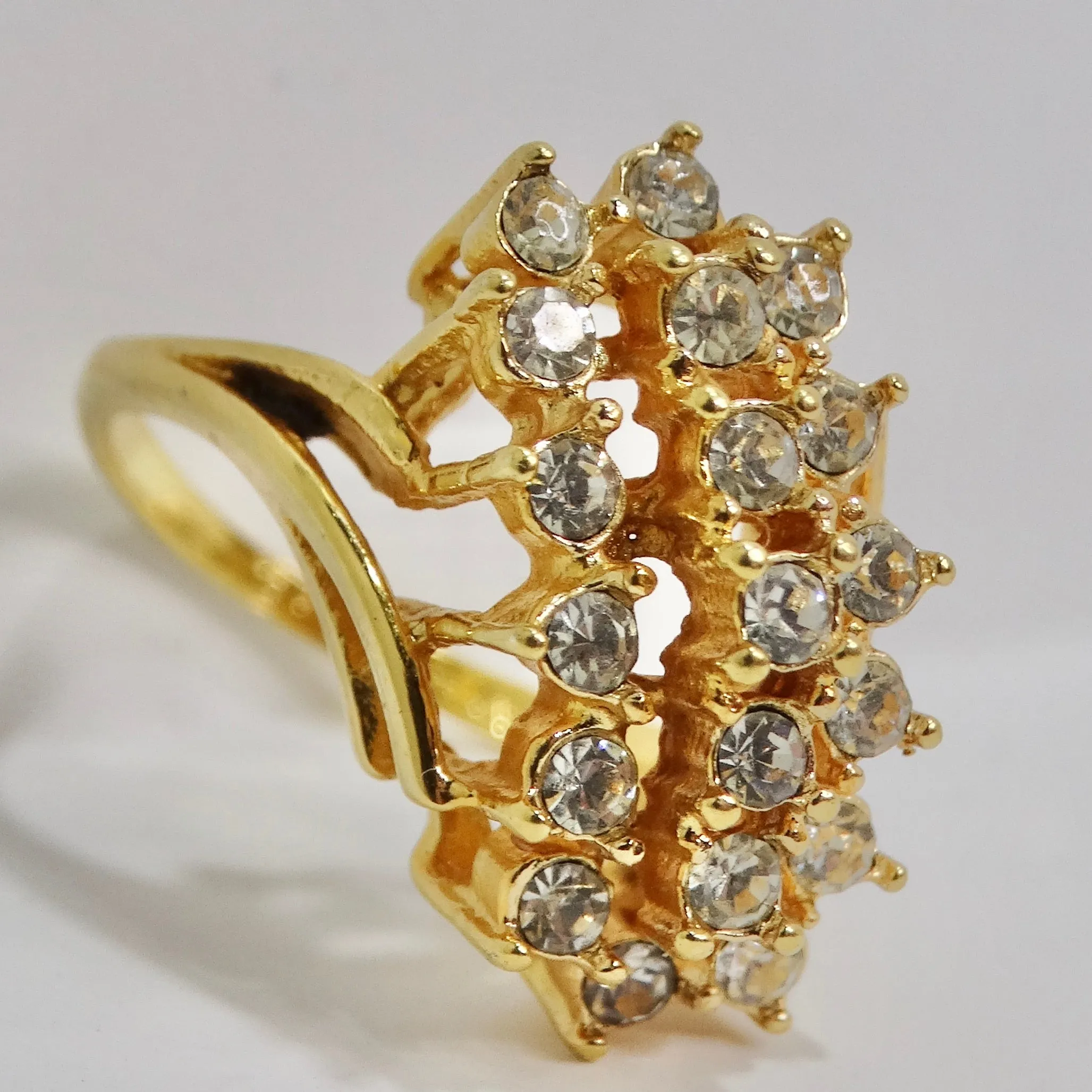 1960s Gold Plated Rhinestone Ring
