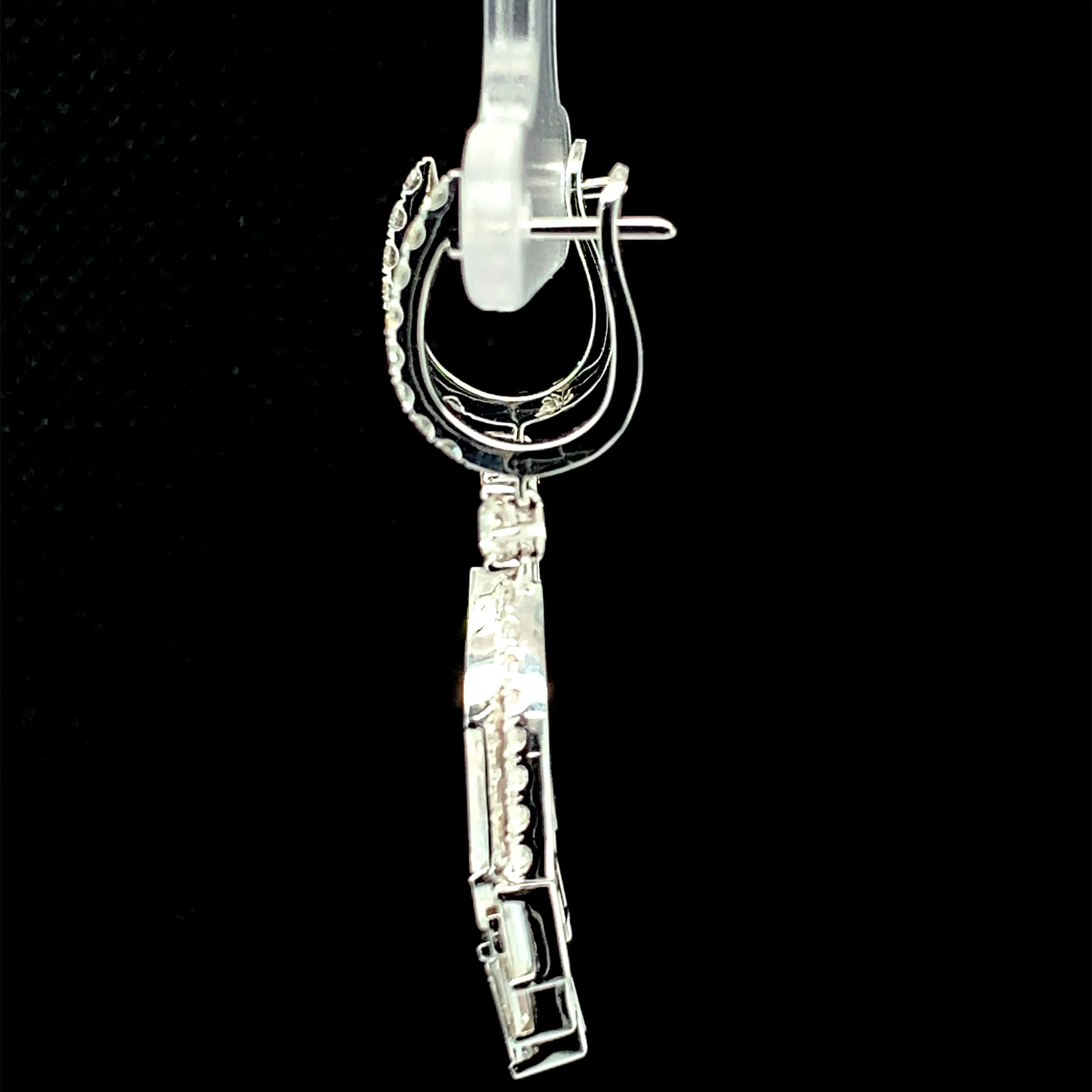 2.56 Carat Total Diamond Baguette and Round White Gold Dangling Drop Earrings
