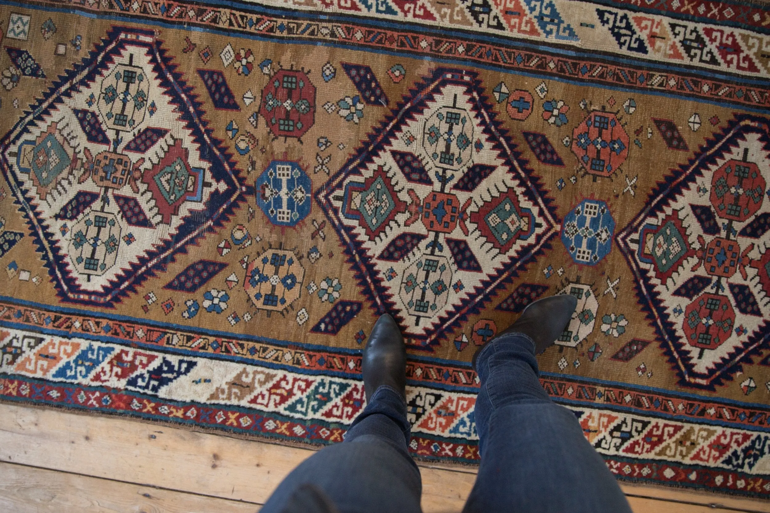 3.5x11.5 Antique Caucasian Rug Runner