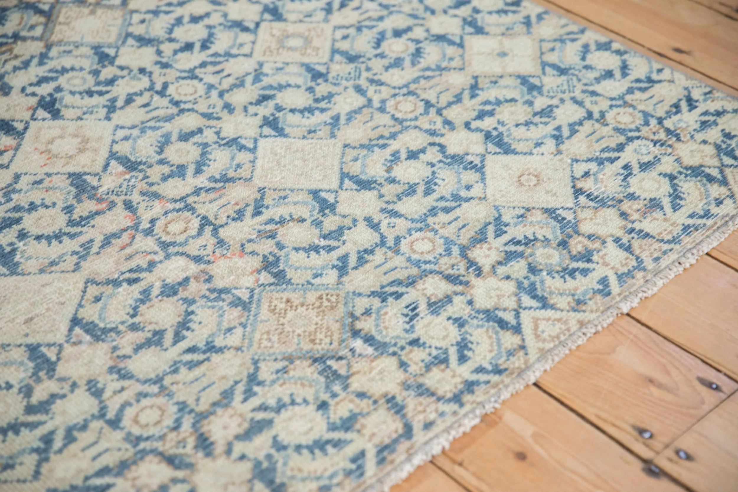 3.5x4.5 Vintage Distressed Fragment Hamadan Square Rug