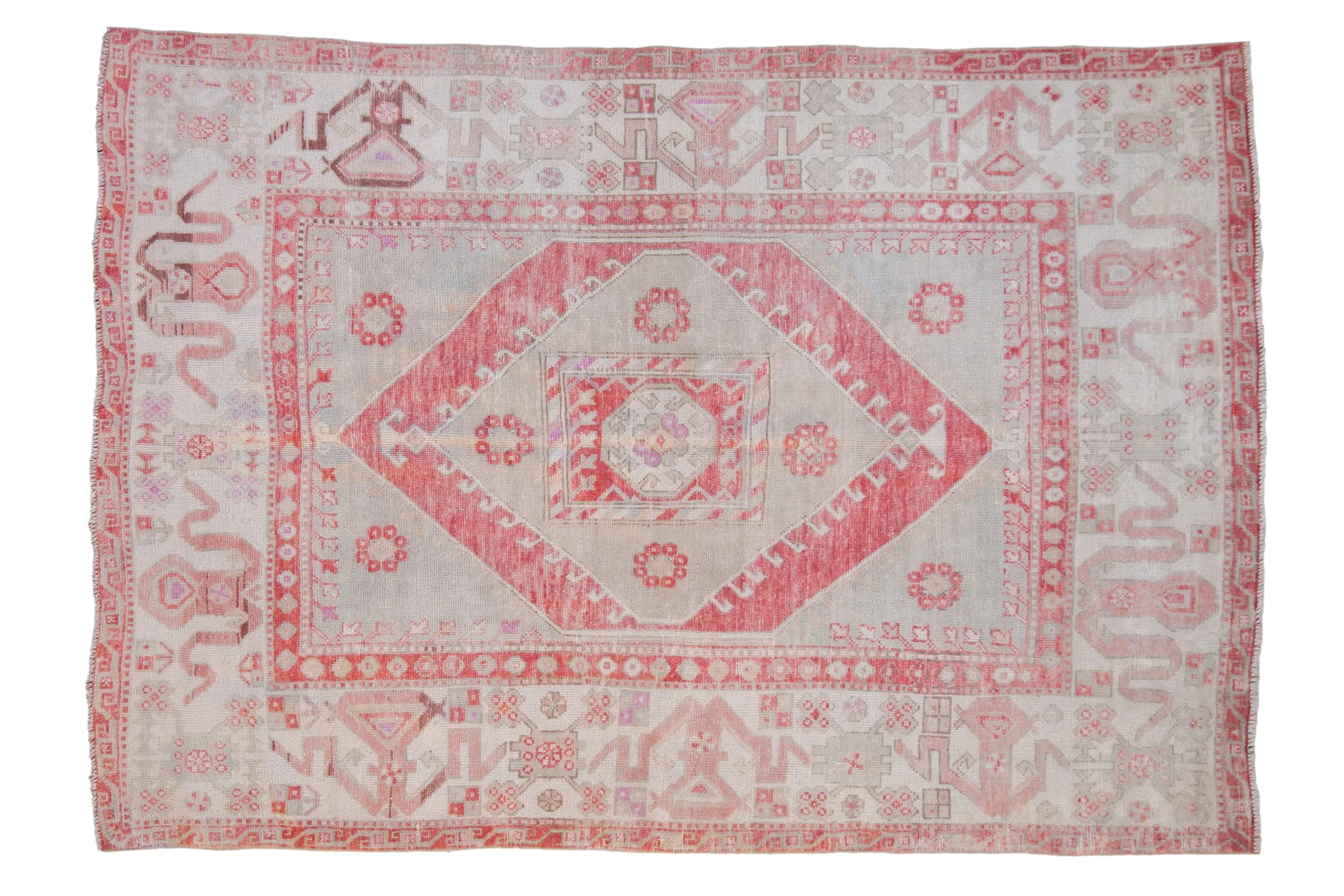5.5x8 Vintage Distressed Oushak Carpet