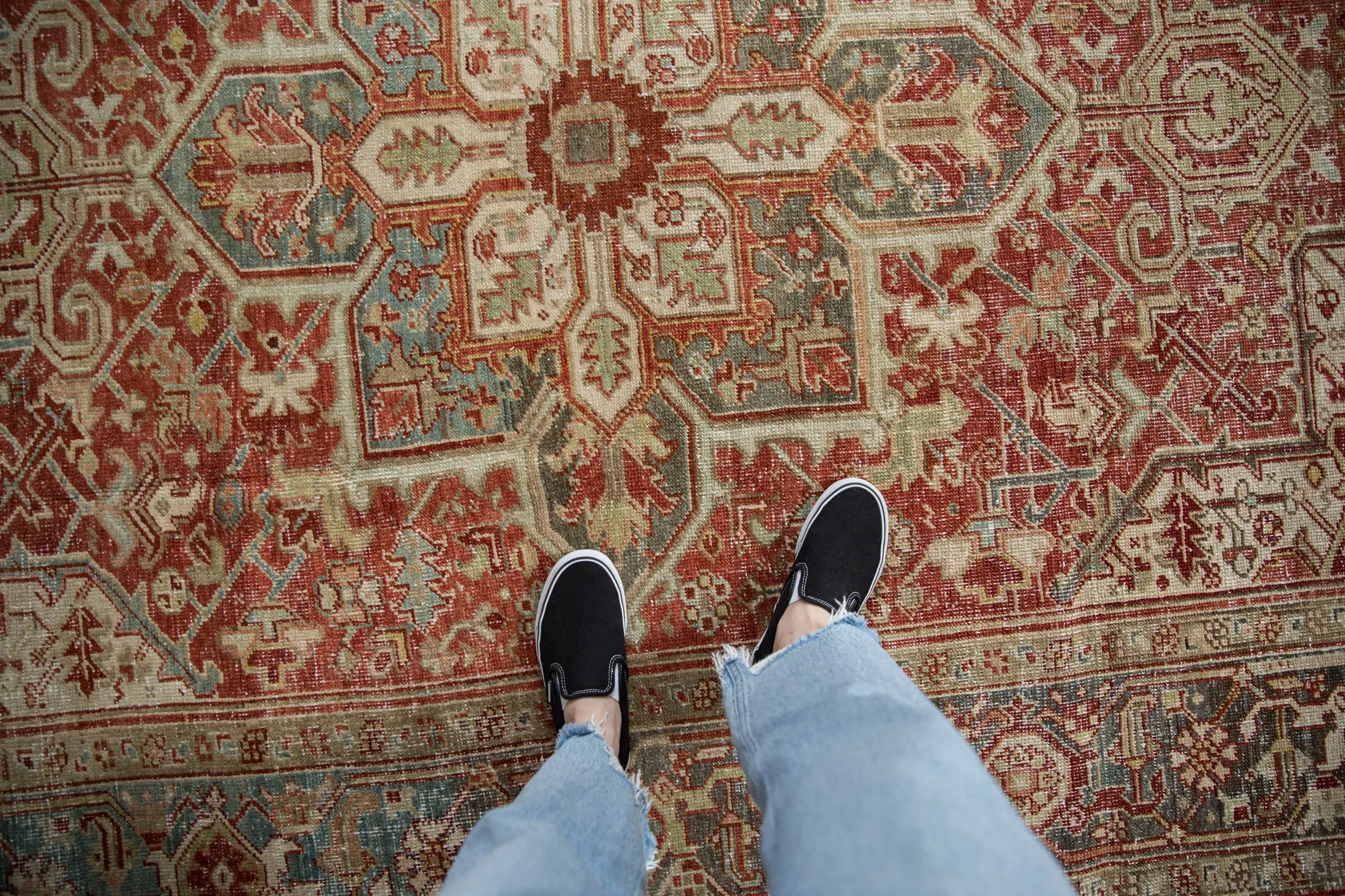 6.5x10 Vintage Distressed Heriz Carpet