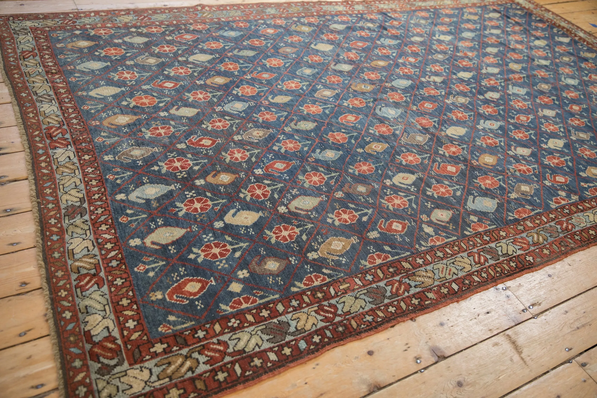 6.5x10.5 Antique Distressed Kurdish Carpet