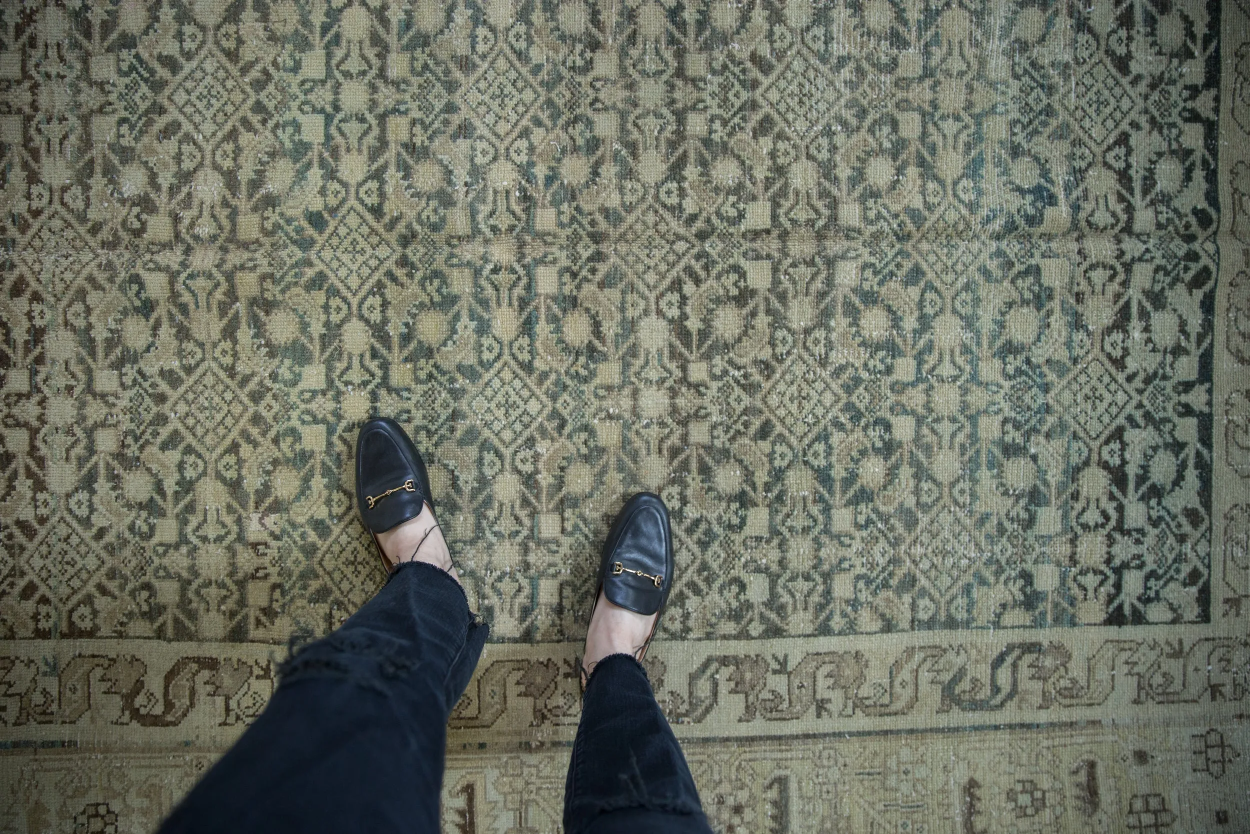 6.5x9.5 Vintage Distressed Hamadan Carpet